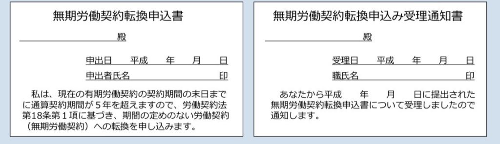 無期労働契約転換申込書